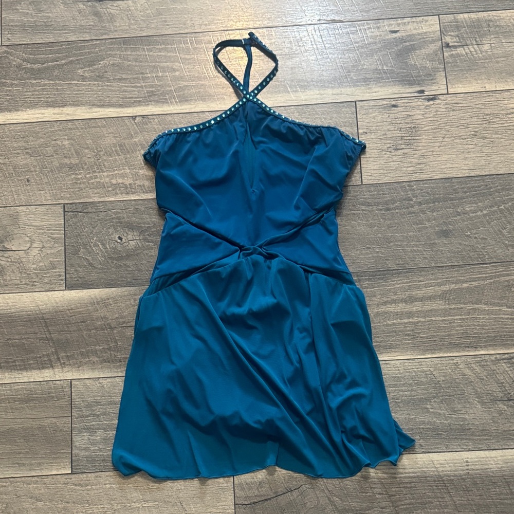 Elegant Teal Halter Dress
